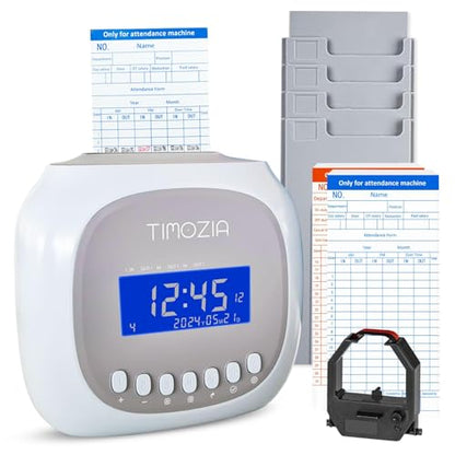 Time Clocks for Employees Small Business, Auto-Align Time Clock, 6 Punches per Day Time Machine | Clock in Machine for Employees with 100 Time Cards, 2 Ink Ribbons