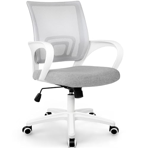 ETONEX Office Chair with Ergonomic Mid Back Cushion Lumbar Support Adjustable Swivel Rolling Computer Gaming Desk Chair Comfy Mesh Seat Wheels Home Executive Use (1, Grey) - color: Grey