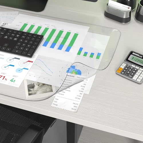 Oterri Clear Writing Desk Pad, 23.6’’x13.7” Heat Resistant Waterproof PVC Round Edge Durable Desk Protect Mat, Anti-Static Writing Mat Table Protector - size: 13.7" x 23.6"