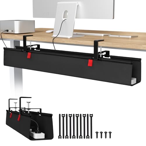 Univivi No Drill Under Desk Cable Management Tray, 36 inch Cable Management - color: Black, size: 36"L x 5.5"W