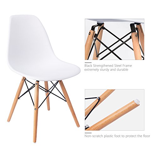 Furmax Modern Style Dining Chair Mid Century Modern DSW Chair, Shell Lounge Plastic Chair for Kitchen, Dining, Bedroom, Living Room Side Chairs Set of 4(White) - color: White