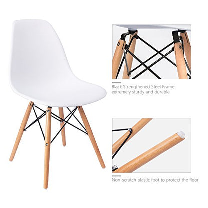 Furmax Modern Style Dining Chair Mid Century Modern DSW Chair, Shell Lounge Plastic Chair for Kitchen, Dining, Bedroom, Living Room Side Chairs Set of 4(White) - color: White