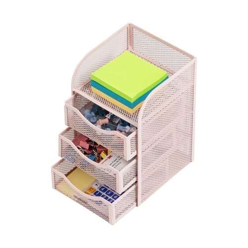 Mind Reader Desktop Accessory Storage, Paper Binder Clip Basket, Workspace, Office, Metal Mesh, 4.75"L x 5"W x 8"H, Pink - color: Pink