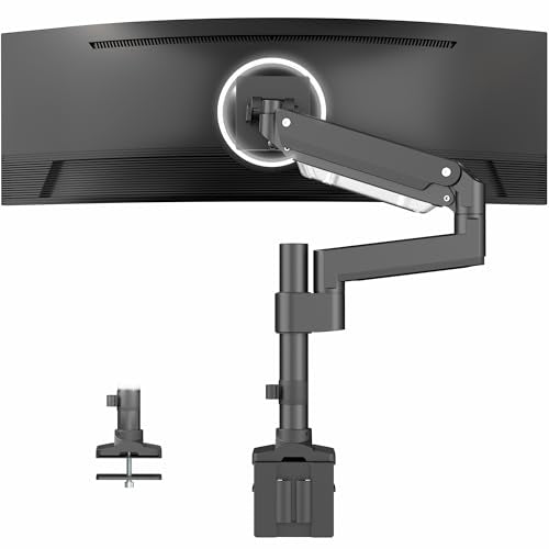 VIVO Premium Aluminum Tall Extended Monitor Arm for Ultrawide Monitors up to 49 inches and 33 lbs, Single Desk Mount Stand, Pneumatic Height Adjusting, Max VESA 100x100, Black, STAND-V101GT - size: tall, style: Non-USB
