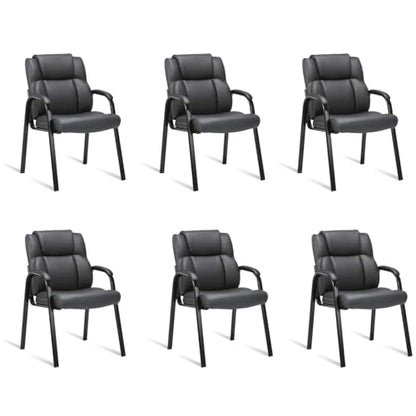 CLATINA Leather Guest Chair with Padded Arm Rest for Reception Meeting Conference and Waiting Room Side Office Home Black 6 Pack - color: Black, size: 6 Pack
