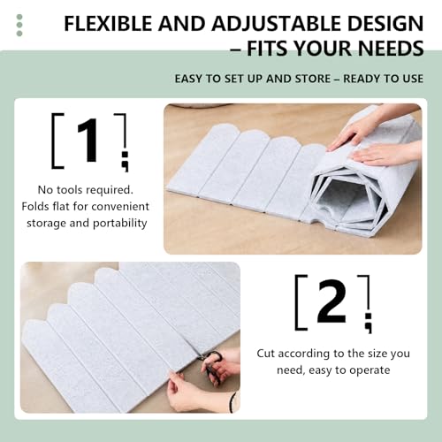 86.5 x 16'' Foldable Felt Desk Divider with 25 Thumbtacks & 8 Clips, Acoustic Desk Partition Privacy Panel, Versatile Cubicle Shield Hanging Note Item, for Office Home(Wavy) - style: Wavy