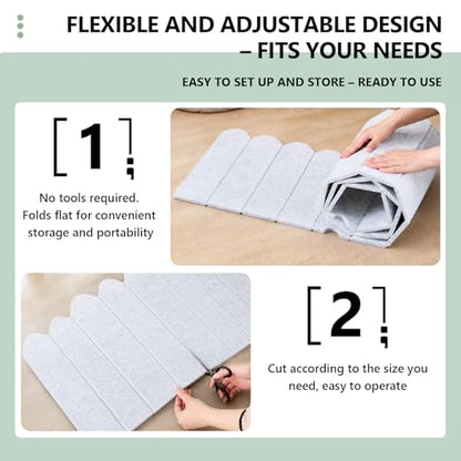86.5 x 16'' Foldable Felt Desk Divider with 25 Thumbtacks & 8 Clips, Acoustic Desk Partition Privacy Panel, Versatile Cubicle Shield Hanging Note Item, for Office Home(Wavy) - style: Wavy