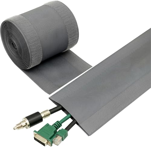 Cable Grip Floor Cord Cover for Office Carpet,Cable Management Organizer, Floor Cord Cover,Cable Protector Management for Homes & Office (Gray, 19.69 ft) - color: Gray