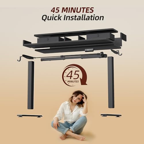 TIQLAB Standing Desk with Two Drawers, Stand Up Standing Desk Adjustable Height, Electric Sit Stand Table with Storage Shelf and Splice Board, 48 * 24 inch, Black - color: Black, size: 47*24 inch without keyboard tray