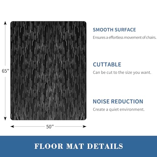 Office Chair Mat, TYDLE 50" x 65" Large Chair Mat for Hard Floor, Vinyl Floor Mat for Gaming Chairs, Slip Resistant Floor Protector Rolling Computer Desk Mat for Hardwood Floor, Black - color: Black (for Hard Floors), size: 50"x65" (for hard floors)