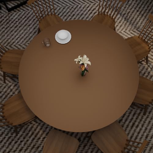Round Table Pad, 1.8mm Thick, Dia.48 Inch, Leather Table Cover, Dining Table Protector, Mud Color + Champagne Gold - color: Mud Color+champagne Gold, size: 48" (Round)