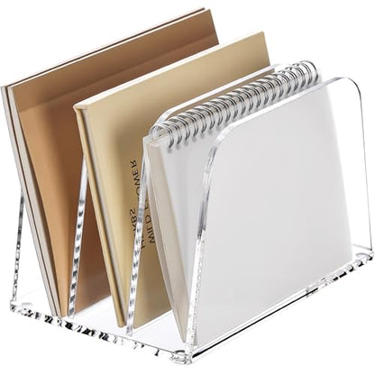 YUXUN Clear Acrylic Desktop File Sorter Organizer,Upright File Organizer, 3-Section Bookshelf for Home Office & Classroom - size: 3-Section