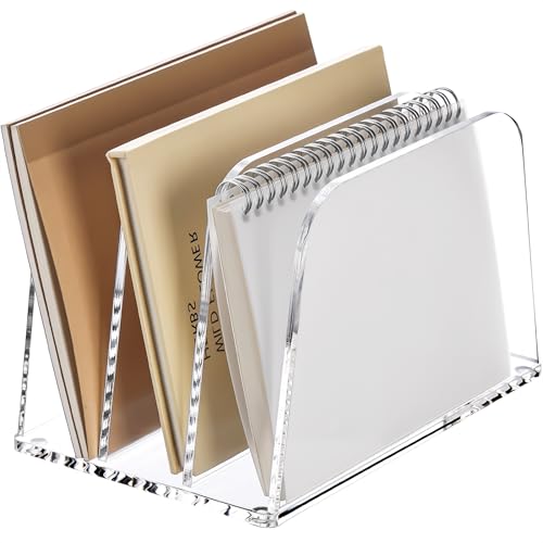 YUXUN Clear Acrylic Desktop File Sorter Organizer,Upright File Organizer, 3-Section Bookshelf for Home Office & Classroom - size: 3-Section