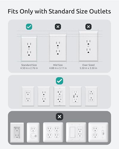 Flat Plug Surge Protector Power Strip, Outlet Cover Extension Cord 6ft - size: 5AC(6FT-3Prong)