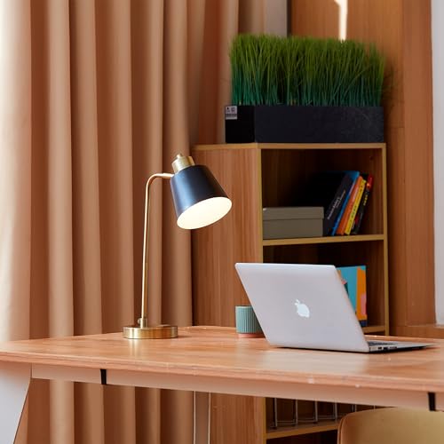 Globe Electric 18" Matte Brass Desk Lamp with Matte Black Metal Shade | Adjustable pivot joint, metal shade, rotary switch, requires 1 E26 60W bulb (sold separately), 61000055 - color: Matte Black Metal