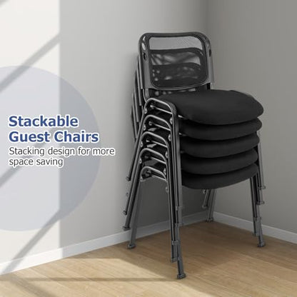 GIANTEX 5-Pack Stackable Waiting Room Chairs, Guest Reception Chair, Black