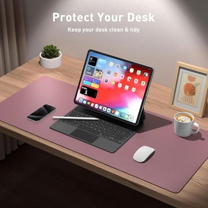 Bloss Dark Red Leather Desk Mat - 31.5" x 15.7" - color: Dark Red, size: 31.5" x 15.7"