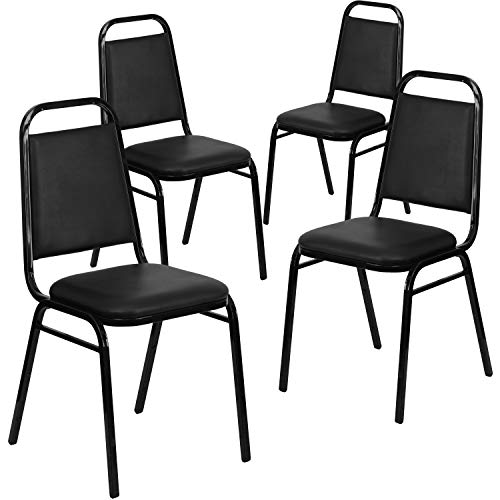Flash Furniture Hercules Vinyl Banquet Chair, Black, 4-Pack - color: Black Vinyl/Black Frame, size: Set of 4