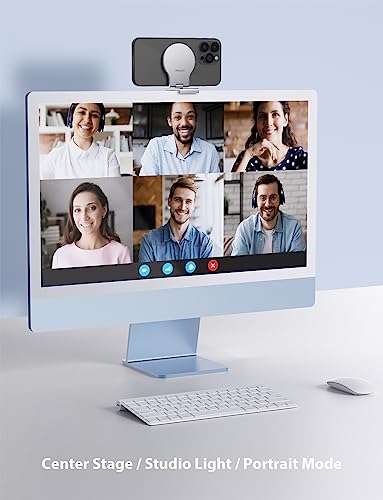 Stouchi Mag-Safe Continuity Camera Mount for Desktop Monitor | Adjustable Aluminum iPhone Webcam Mount for iMac, Apple TV 4K & Mac Displays | Compatible with 1/4" Tripod Screw - color: Silver