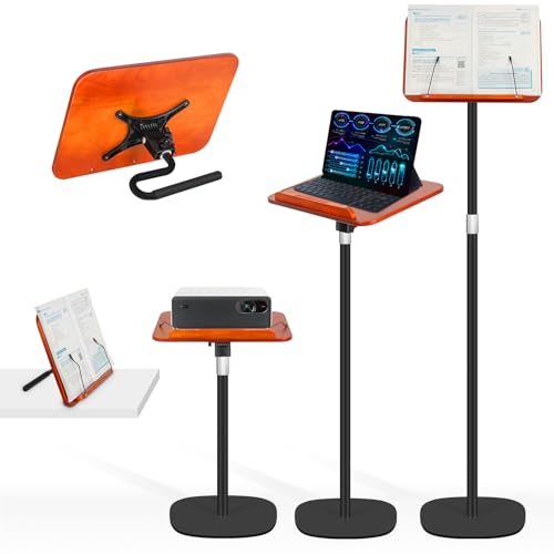2-in-1 Floor Standing Book Stand, Foldable Book Holder for Reading with Page Clips, 19"–51" Height Adjustable, Sturdy Podium Stand for Reading, Bible, Laptop, Cookbooks, or Projector，Black - size: （Black）Higher with U-shaped