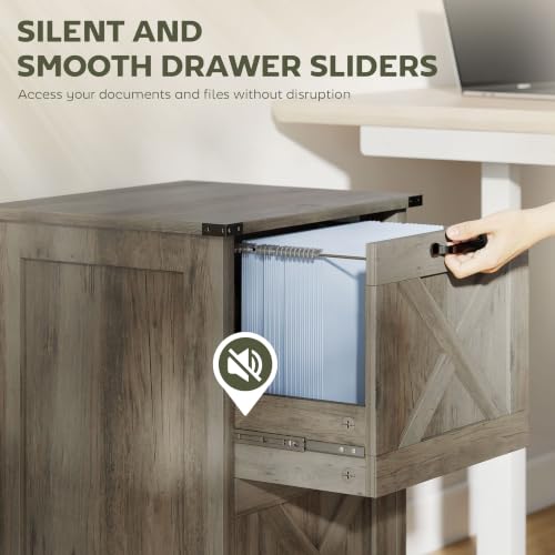 HOMCOM 2 Drawer Vertical File Cabinet, Silent Slides, Distressed Gray - color: Distressed Gray