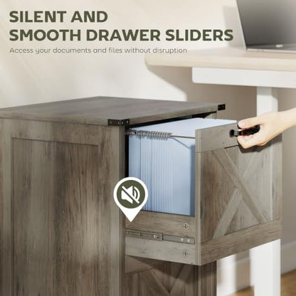 HOMCOM 2 Drawer Vertical File Cabinet, Silent Slides, Distressed Gray - color: Distressed Gray