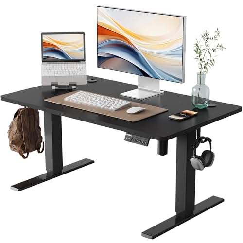 YIHAYO Low Height Adjustable Desk, Lifts 18.1-28.3 Inches, Electric Standing Desk for Short People, 40 x 24 Inches Computer Table with Splice Board for Home Office, Black - color: Black Frame/Black Top, size: 40*24 Inch