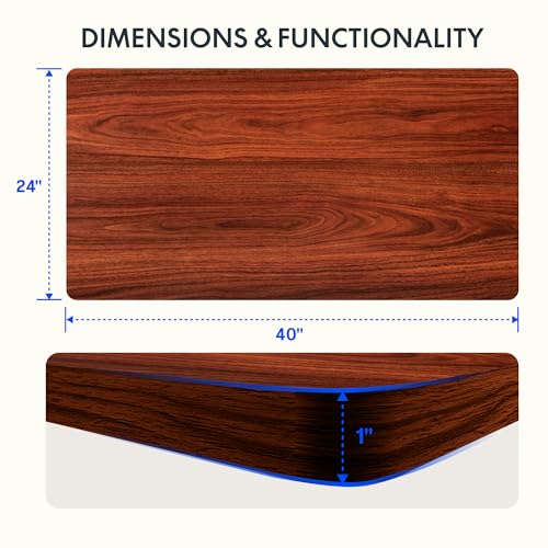 FLEXISPOT EN2 40"x24" Standing Desk with Power Strip Bundle, Mahogany | One-Piece Desktop, Easy-Access Clamp Power Strip Bundle, Organized Cable Management, Modern Home Office Setup - color: Black Frame + Mahogany Top, size: 40x24