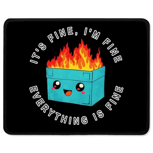 ITNRSIIET Mouse Pad with Stitched Edge Premium Textured Smooth Precise Operation Waterproof Washable Non-Slip Rubber Base Desktop Protection Mat, 10.2×8.3×0.12 inches, Cute Dumpster - color: Pattern Cute Dumpster