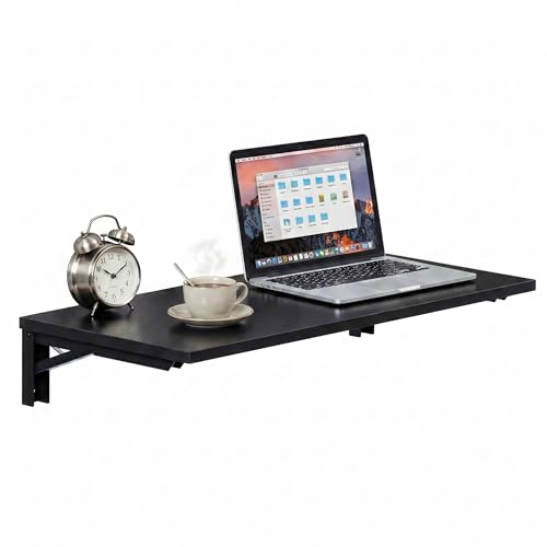 Need 36x20IN Wall Mounted Folding Table for Office Laundry Black - color: Black Color Desktop & Black Shelf Brackets, size: L36" * W20"