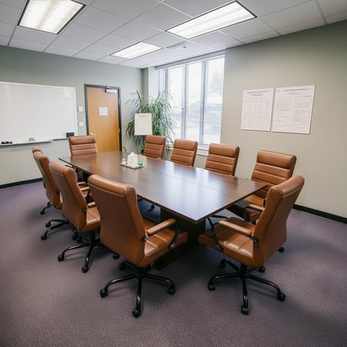 Office Desk Chair,Modern Leather Conference Room Chairs,High Back Home ofiice Chair,Adjustable Height Swivel Executive Computer Chair with Armrest and Padded Seat,Brown with Black Frame - color: Brown/Black Frame