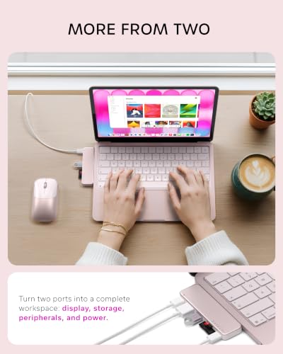 Satechi 6-in-2 USB-C Snap Hub, 4K/60Hz HDMI, for MacBook Neo, Blush - color: Blush