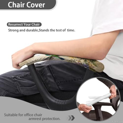 Office Chair Arm Covers Set of 2, Hummingbird Hibiscus Printed Removable Stretchable Gaming Chair Arm Rest Slipcovers, Dust-Proof Soft Elastic Computer Chair Armrest Covers, Home Decor - color: Beige and Green - Hummingbird Hibiscus