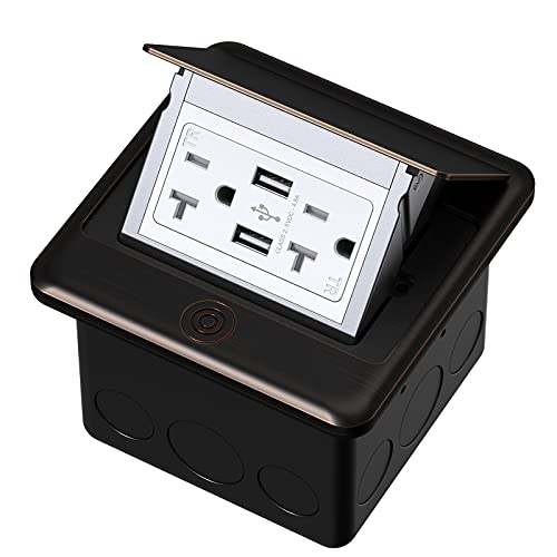 4.8A USB Chargers Pop Up Floor Waterproof Electrical Outlet Receptacle Stainless Steel Box,(Oil Rubbed Bronze) - color: Oil Rubbed Bronze, size: USB Outlet