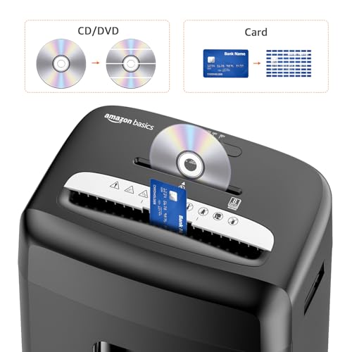 Amazon Basics High Security Micro Cut Paper Shredder, 8 Sheet Capacity, CD and Credit Card Shredder with Pull Out Bin, Black - size: 8 Sheet