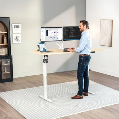 VIVO Light Wood 71 x 30 in Standing Desk, DESK-KIT-2EW71C - color: Light Wood Top / White Frame, size: 71 x 30 inch