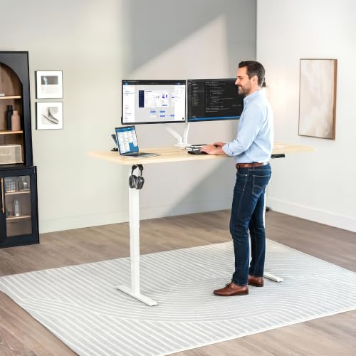 VIVO Light Wood 71 x 30 in Standing Desk, DESK-KIT-2EW71C - color: Light Wood Top / White Frame, size: 71 x 30 inch