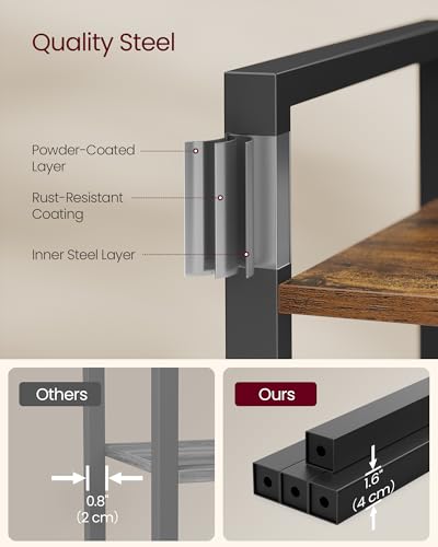 VASAGLE 4-Tier Bookshelf, Bookcase with Steel Frame, Book Shelf for Living Room, Home Office, Study, 11.8 x 26 x 47 Inches, Industrial Style, Rustic Brown and Ink Black ULLS60BX - color: Rustic Brown + Ink Black, size: 4 Tiers (11.8"D x 26"W), style: With
