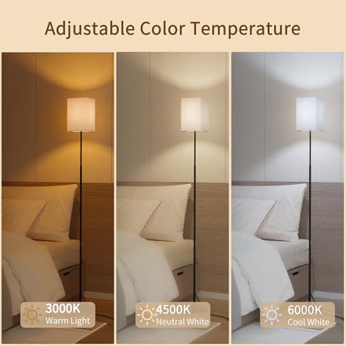 SIBRILLE 63.8" Square Floor Lamp with White Fabric Shade - color: White