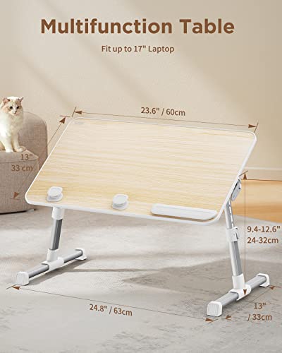 SAIJI Laptop Bed Tray Table, Adjustable Standing Desk Lap Desk - color: Teak, size: 23.6*13 inches