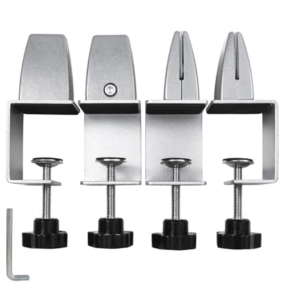 Heavy Duty Sneeze Guard Clamp For 0.1" to 1" Thick Panel,Desk Partition Support Clamps,Adjustable Aluminum Desktop Divider Holder,Easy to Install Desk Privacy Panel Clips, 4 Pack,Silver - color: Silver