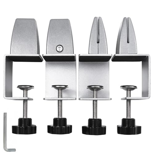 Heavy Duty Sneeze Guard Clamp For 0.1" to 1" Thick Panel,Desk Partition Support Clamps,Adjustable Aluminum Desktop Divider Holder,Easy to Install Desk Privacy Panel Clips, 4 Pack,Silver - color: Silver
