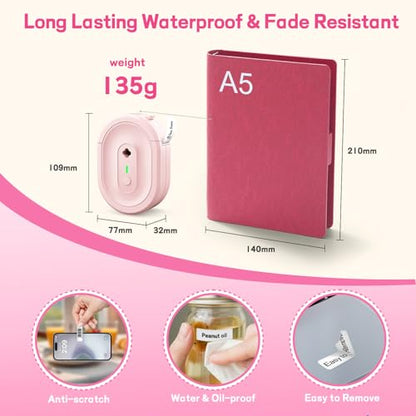 Label Maker Machine with 1 Tape N12 Bluetooth Label Printer, Pink - color: Pink