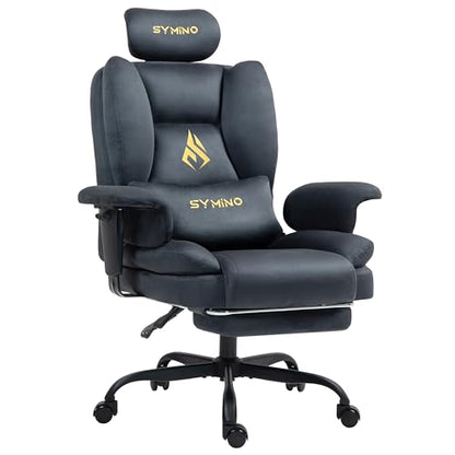 Symino Ergonomic Gaming Chair with Footrest & 155° Recline - color: Grey