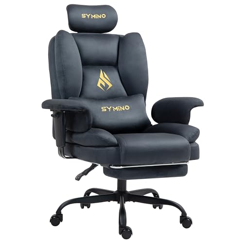 Symino Ergonomic Gaming Chair with Footrest & 155° Recline - color: Grey