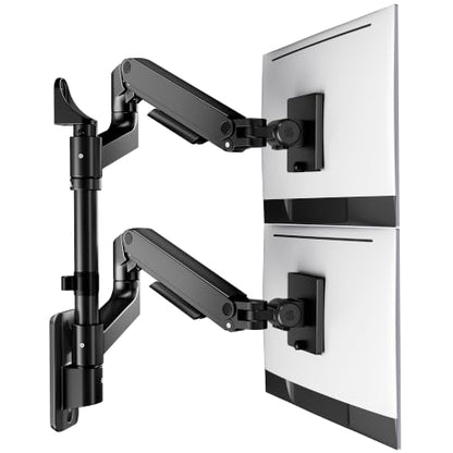 Dual Wall Mount Monitor Arm for 17-49" Ultrawide Screens | Heavy Duty Wall Mount Stand Holds up to 44 LBS - size: Dual