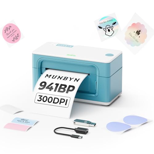 MUNBYN Bluetooth Thermal Label Printer 941BP, 300DPI Wireless 4x6 Shipping - color: Green