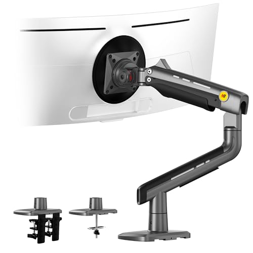 NB Gaming Monitor Arm for Screen up to 60 inches, Holds 44 lbs(20 kg), VESA 75/100, RGB Light, Heavy Duty Monitor Stand, Aluminum Ultrawide Screen Mount Height Angle Adjustable Grey Black - color: Grey Black