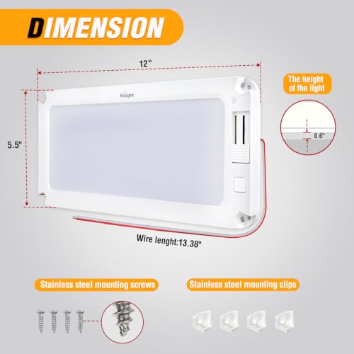 Nilight LED Interior Light 2PCS 12 Inch Dimmable Ceiling Lights - color: 3 Color Interior Lights-12" 2PCS