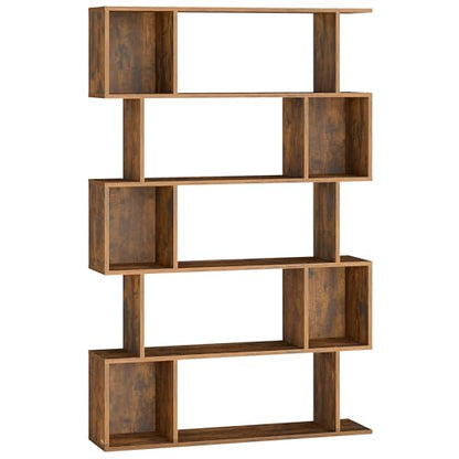 VASAGLE 5-Tier Bookcase, Open Storage, 35.4 x 9.4 x 62.6 Inches - color: Rustic Brown, style: 5-Tier (35.4"W)